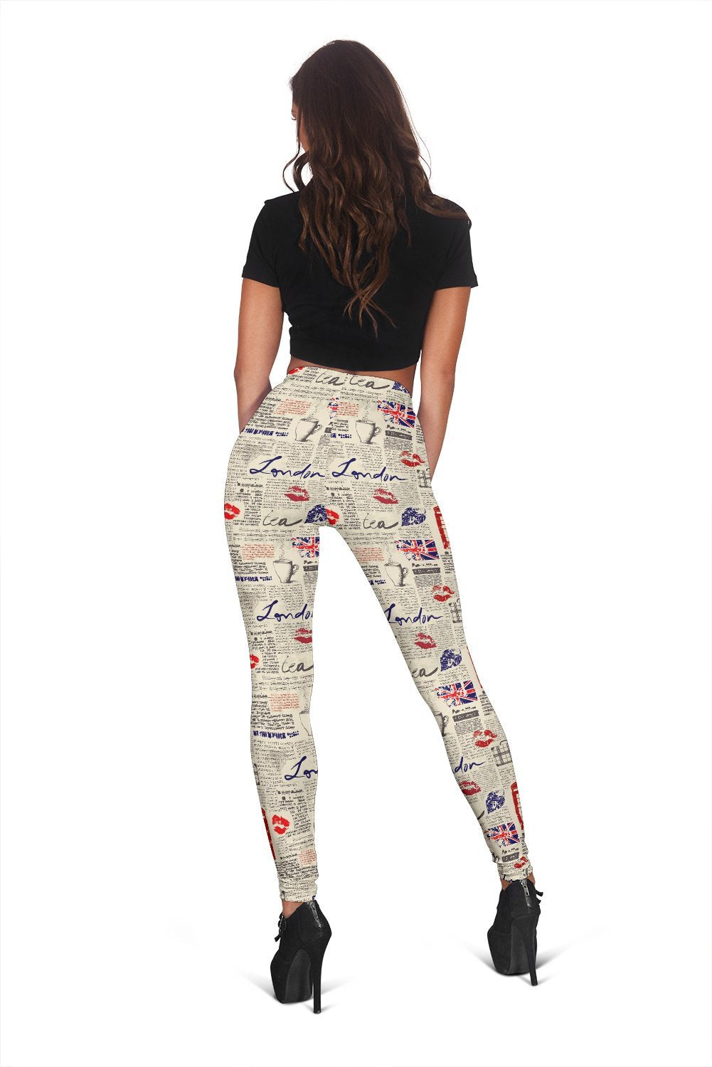 Newspaper Pattern Print Women Leggings-grizzshop