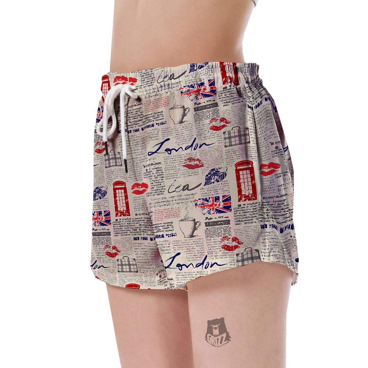 Newspaper Pattern Print Women's Shorts-grizzshop