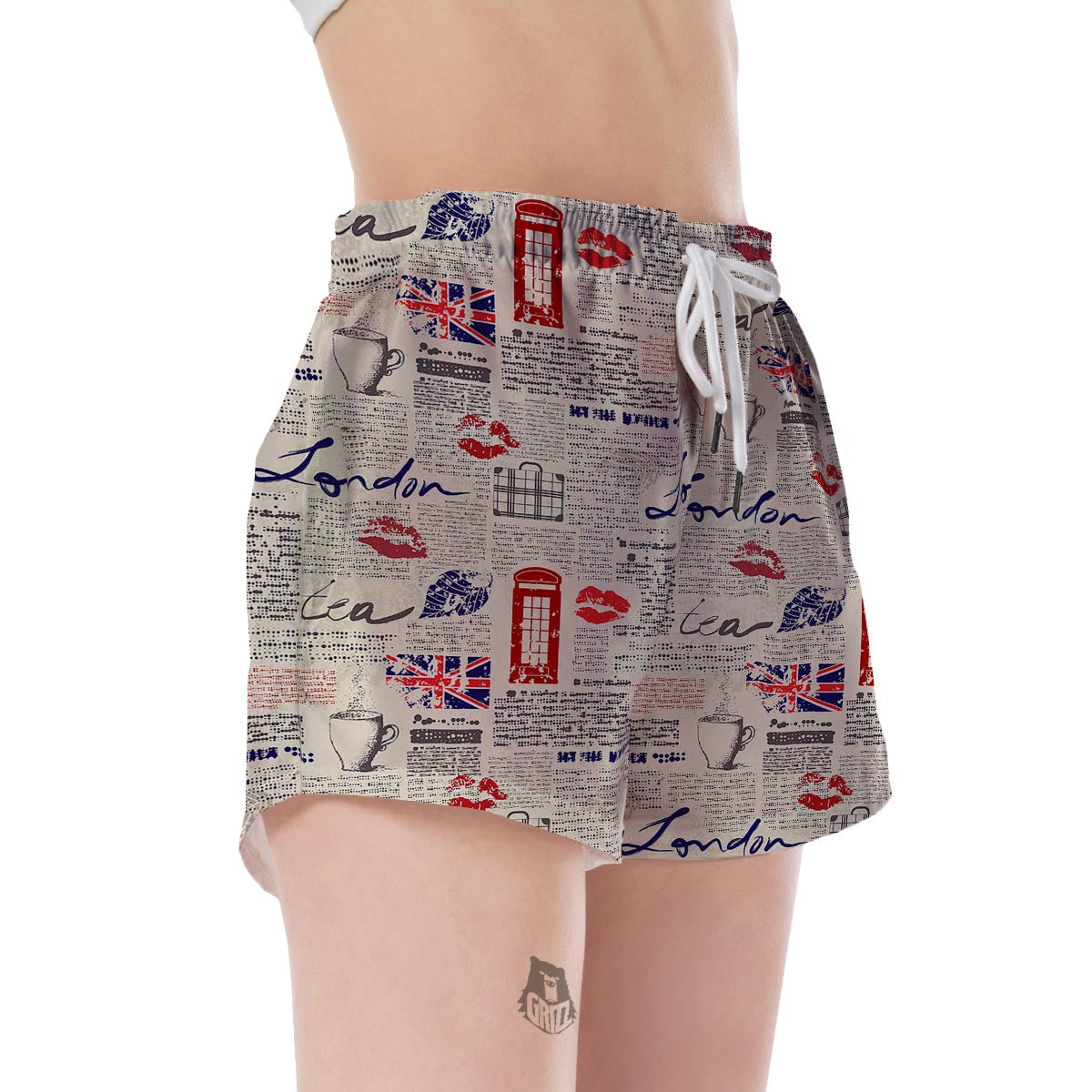 Newspaper Pattern Print Women's Shorts-grizzshop