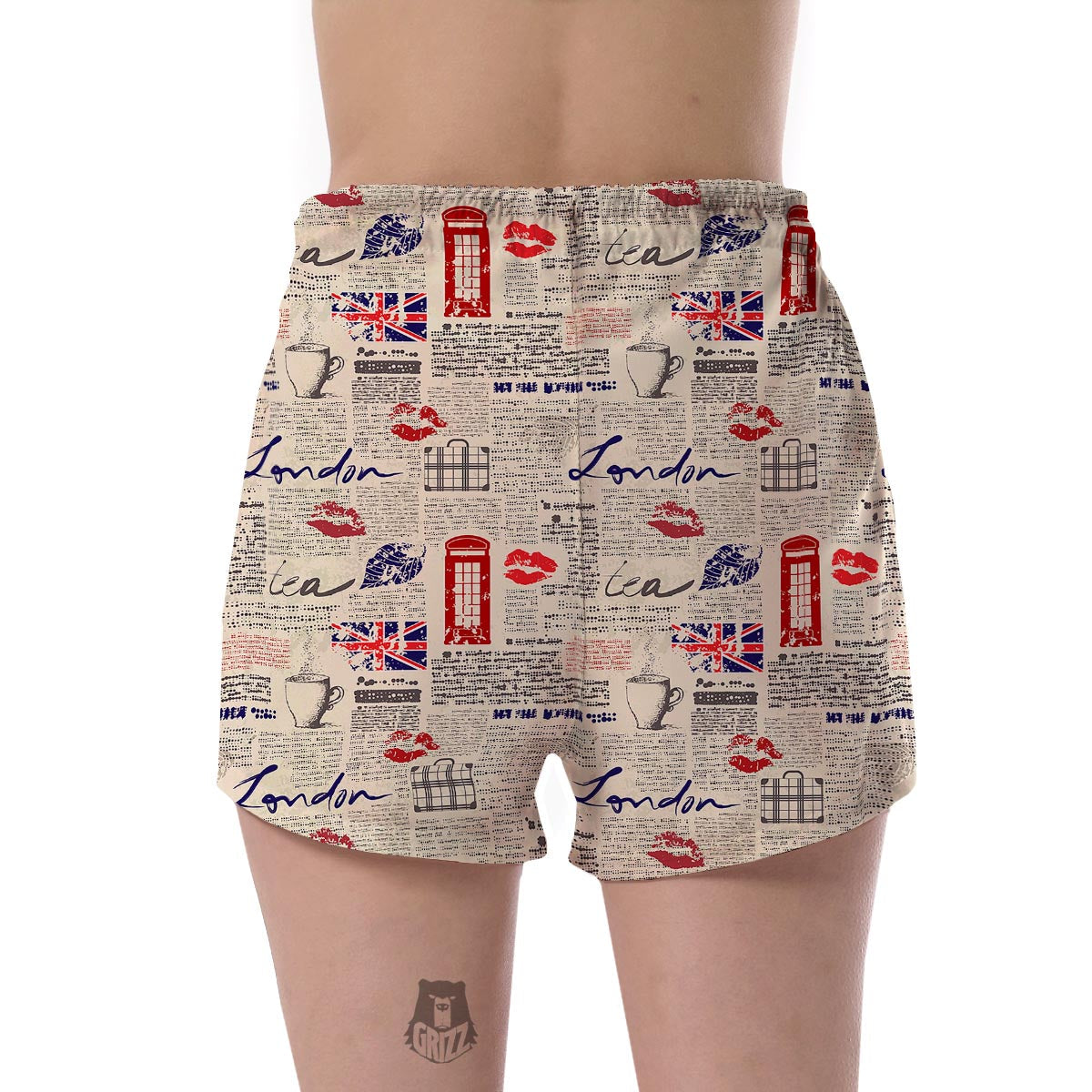 Newspaper Pattern Print Women's Shorts-grizzshop