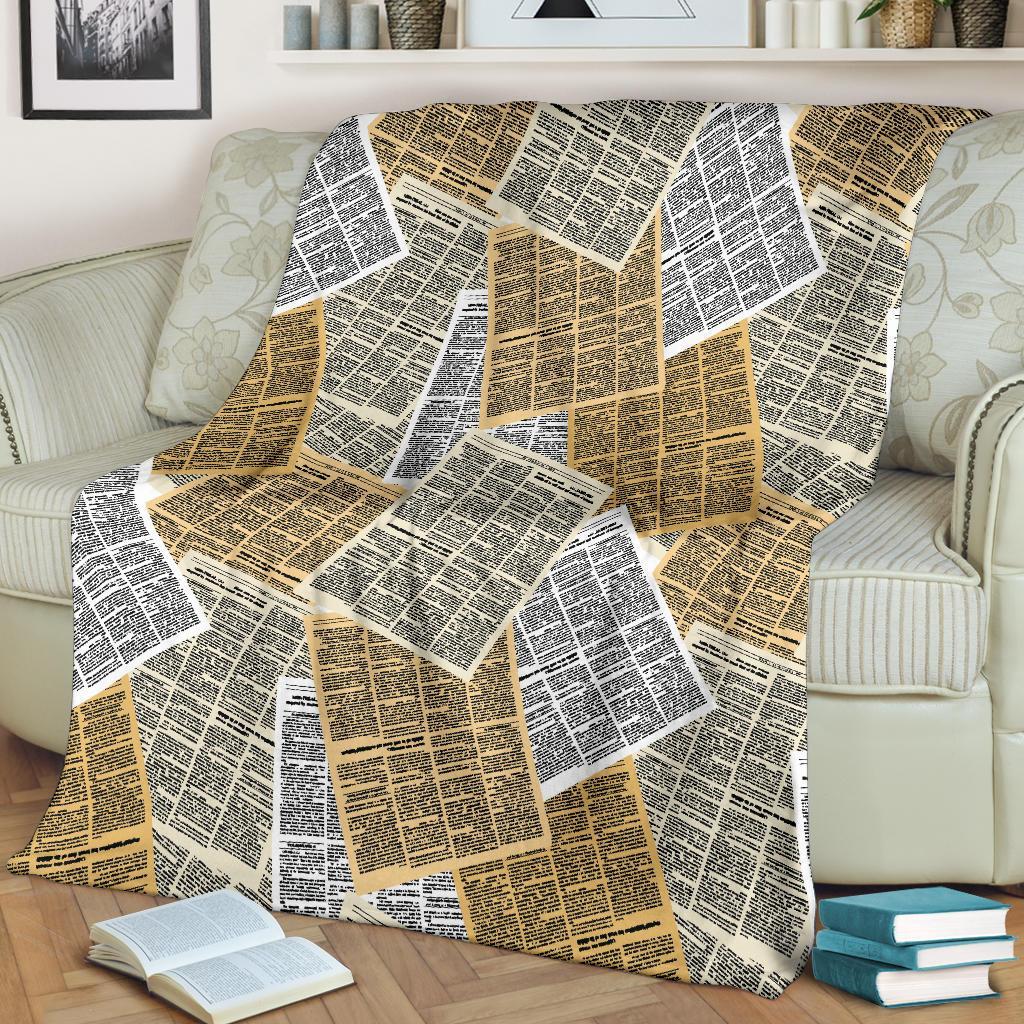 Newspaper Print Pattern Blanket-grizzshop