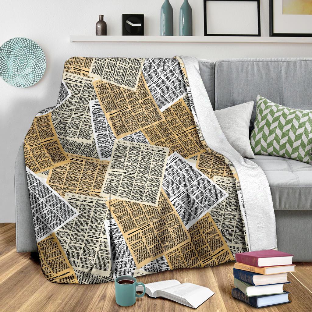 Newspaper Print Pattern Blanket-grizzshop