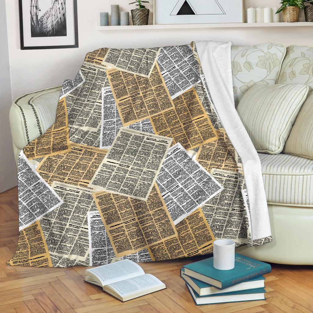 Newspaper Print Pattern Blanket-grizzshop