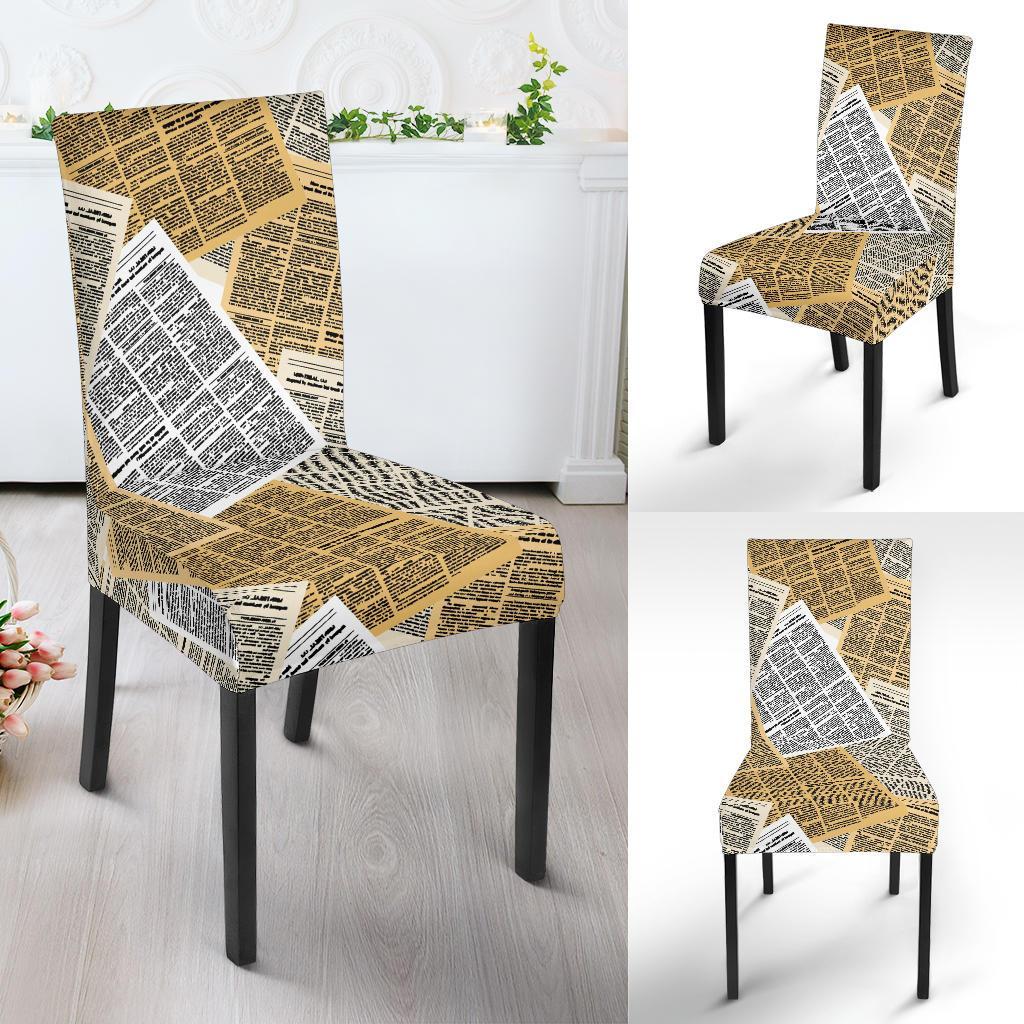 Newspaper Print Pattern Chair Cover-grizzshop