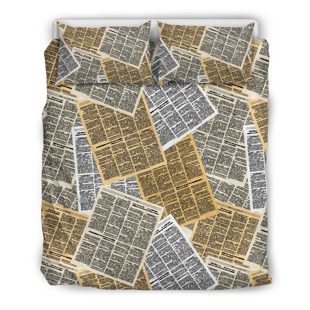 Newspaper Print Pattern Duvet Cover Bedding Set-grizzshop