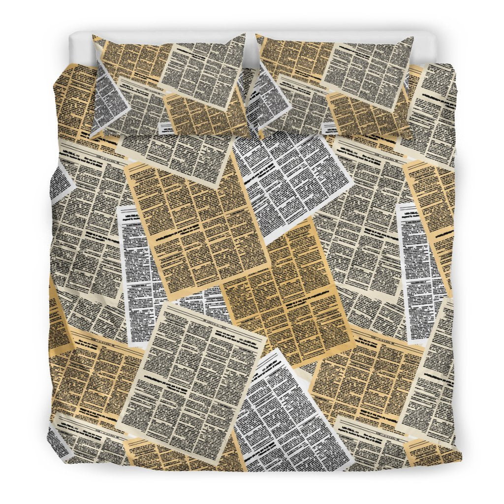 Newspaper Print Pattern Duvet Cover Bedding Set-grizzshop