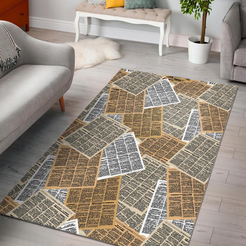 Newspaper Print Pattern Floor Mat-grizzshop