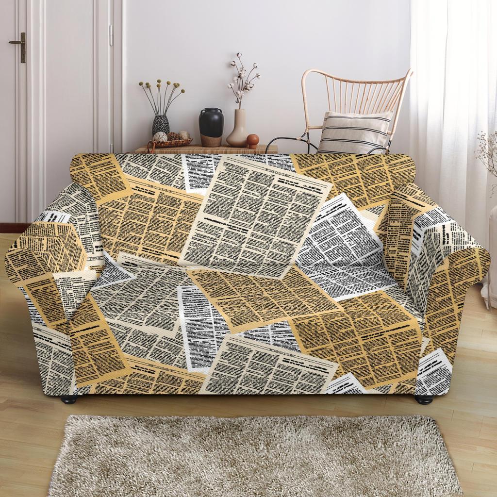 Newspaper Print Pattern Loveseat Cover-grizzshop