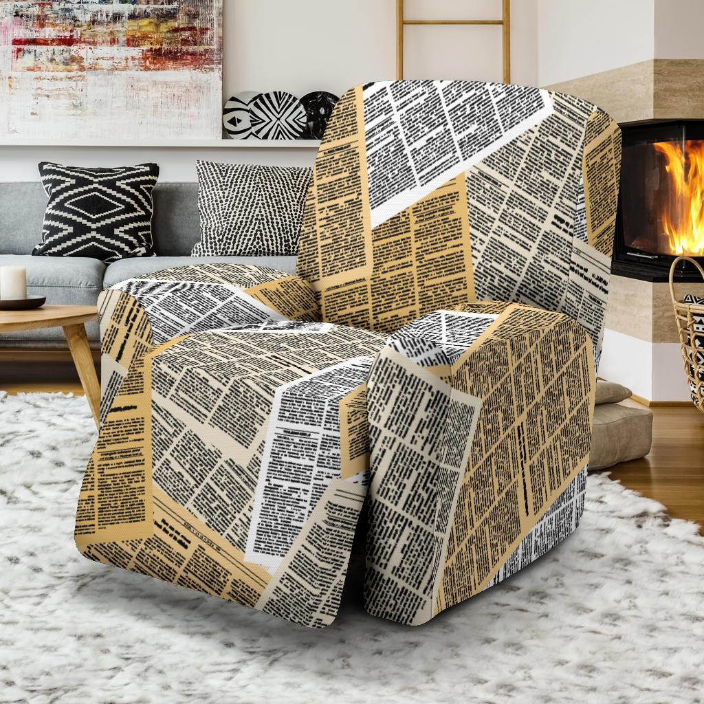 Newspaper Print Pattern Recliner Cover-grizzshop