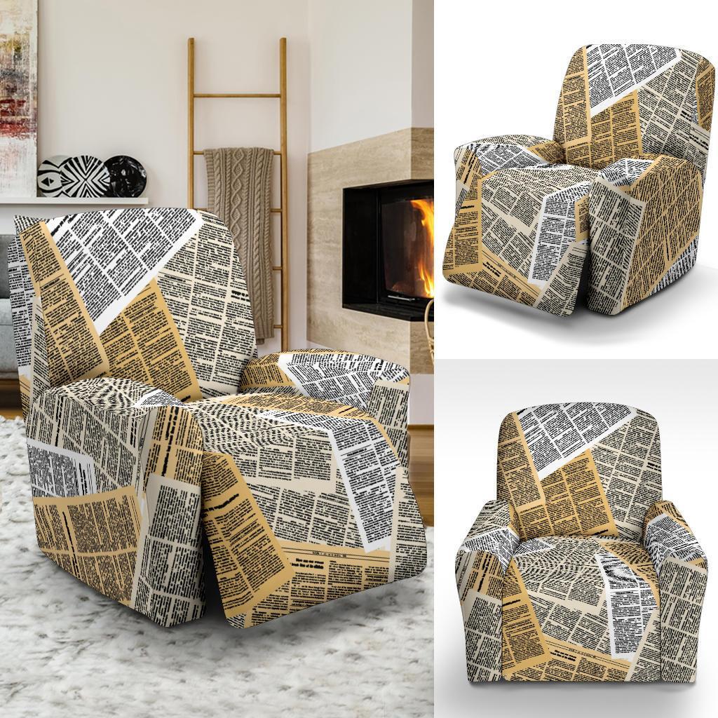 Newspaper Print Pattern Recliner Cover-grizzshop