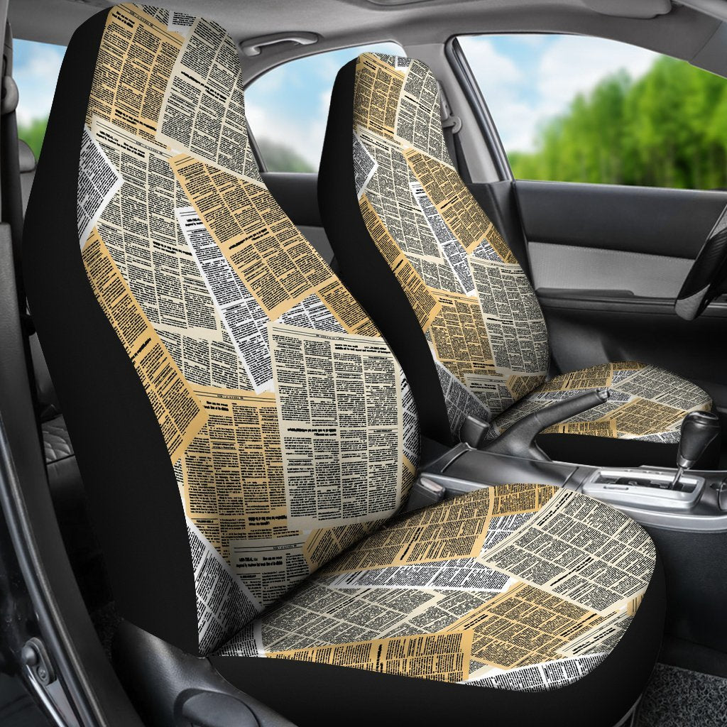 Newspaper Print Pattern Universal Fit Car Seat Cover-grizzshop