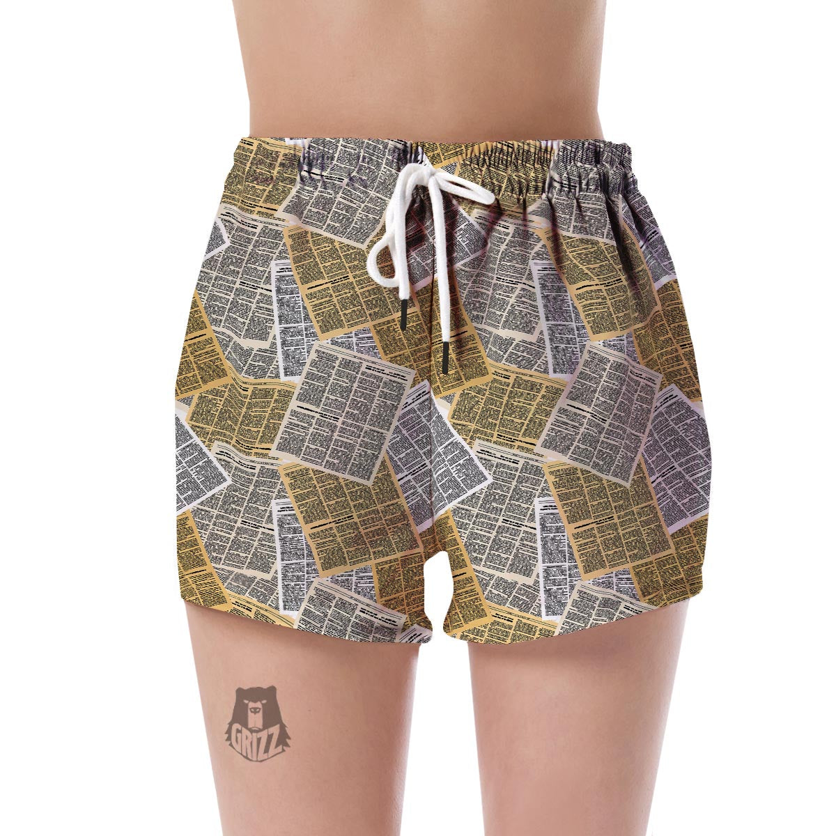 Newspaper Print Pattern Women's Shorts-grizzshop