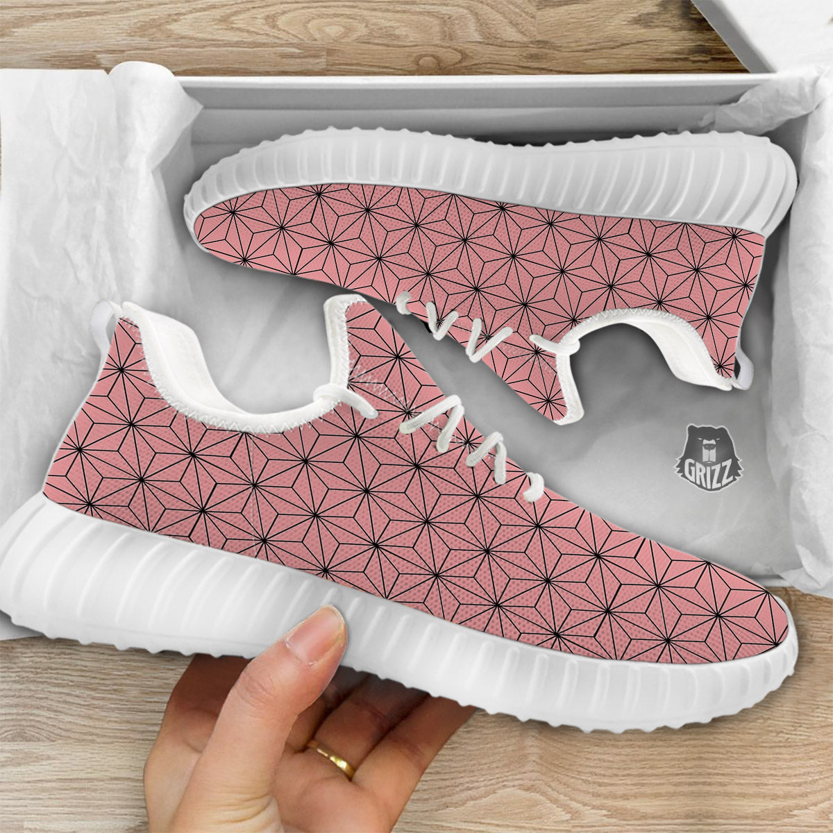 Nezuko Print Pattern White Walking Shoes-grizzshop