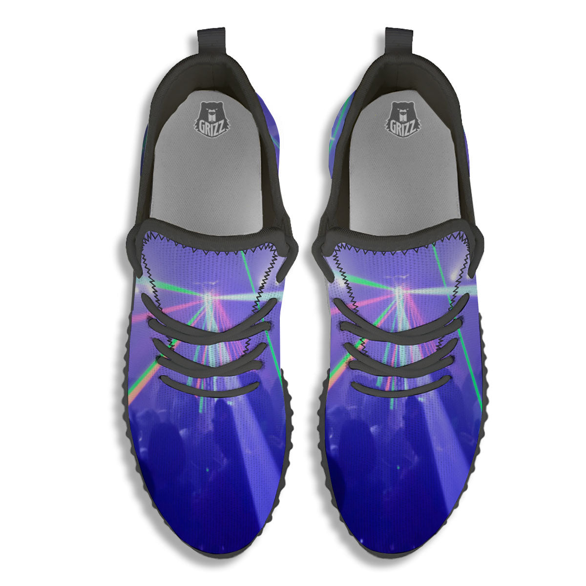 Nightclub EDM Party Print Black Walking Shoes-grizzshop