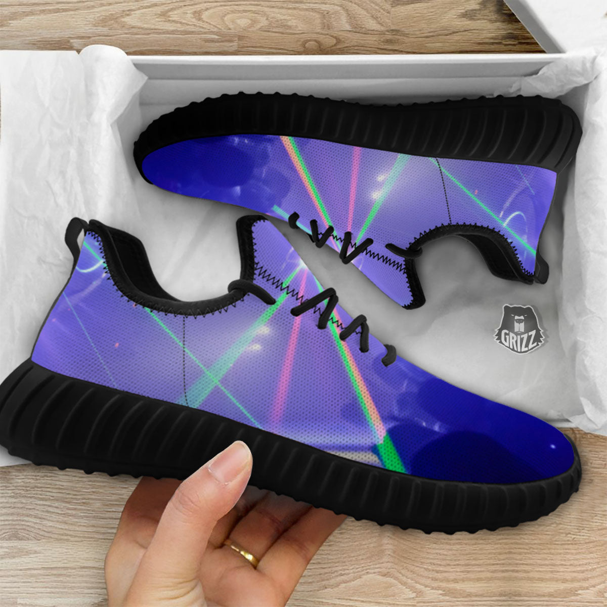 Nightclub EDM Party Print Black Walking Shoes-grizzshop