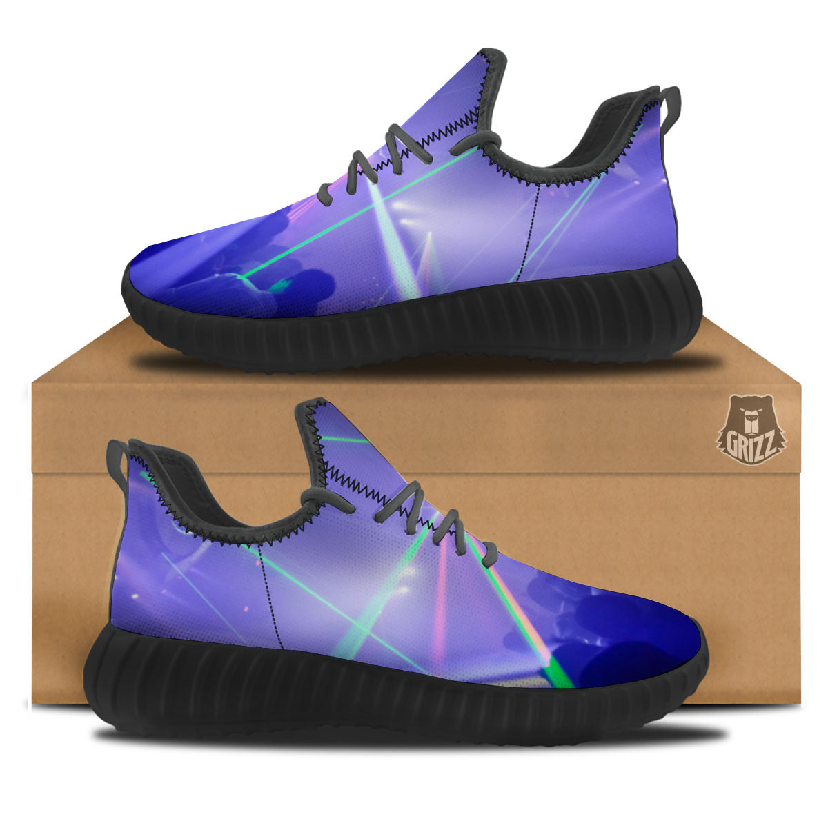 Nightclub EDM Party Print Black Walking Shoes-grizzshop