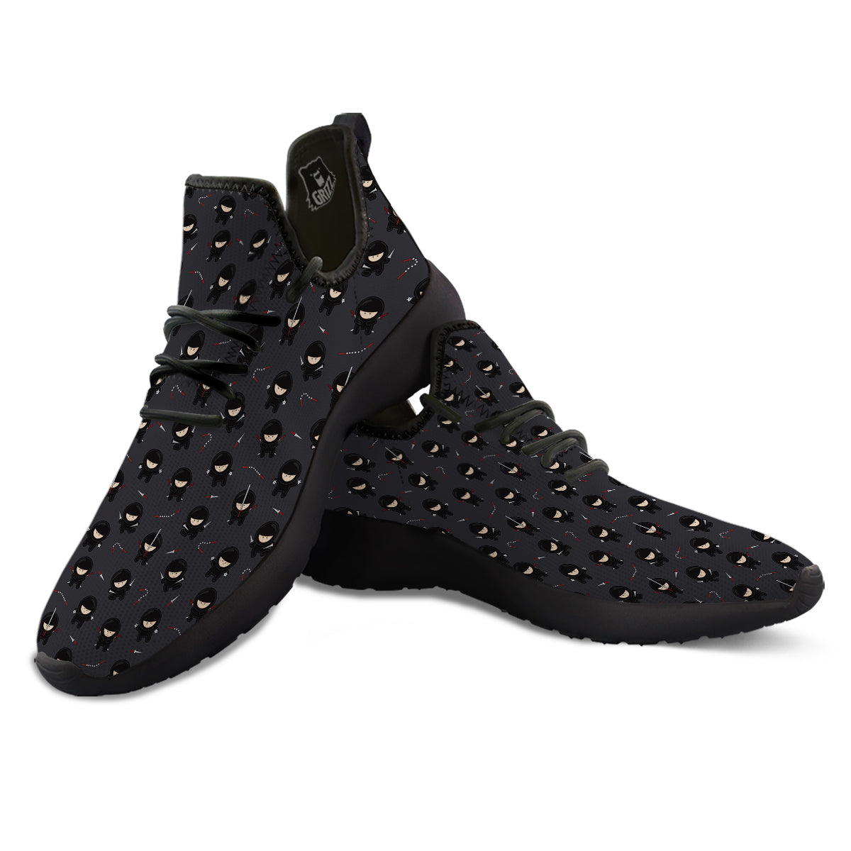 Ninja Cute Print Pattern Black Athletic Shoes-grizzshop