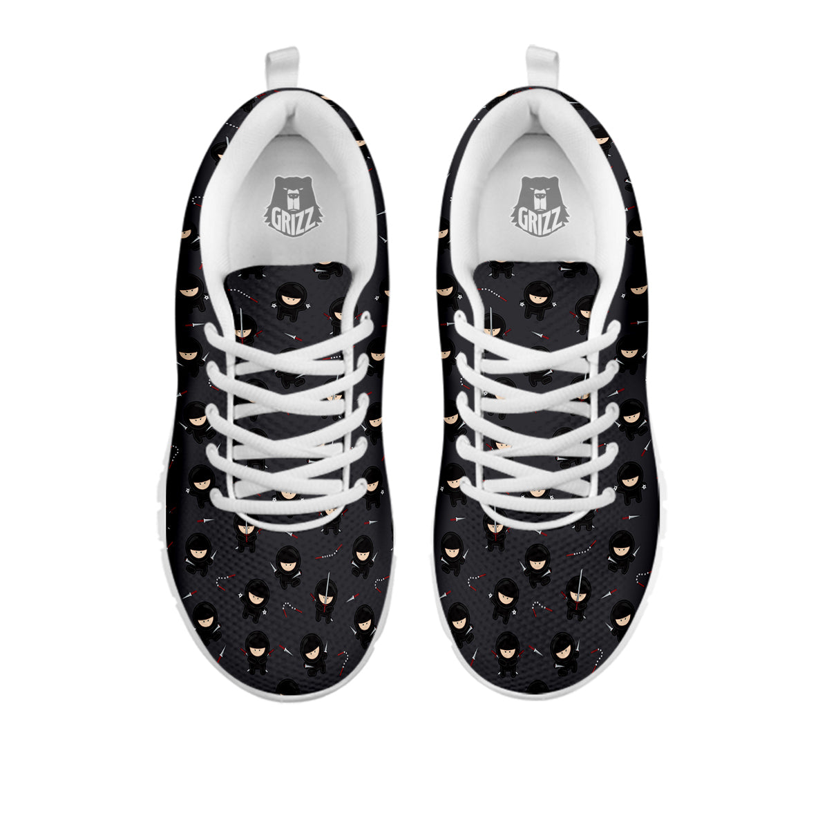 Ninja Cute Print Pattern White Sneaker-grizzshop