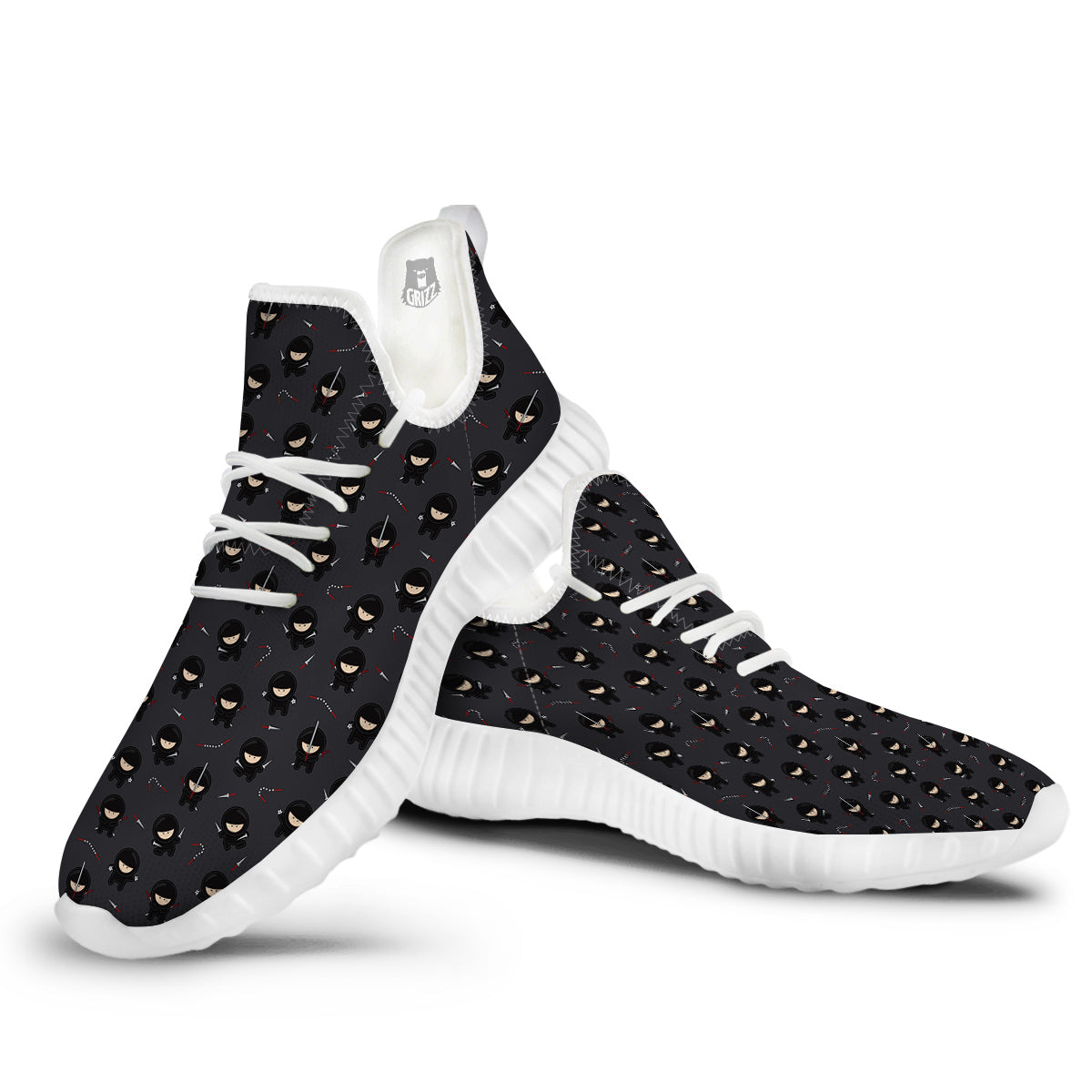 Ninja Cute Print Pattern White Walking Shoes-grizzshop
