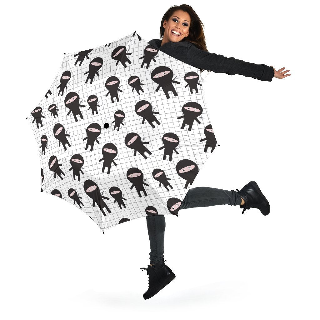 Ninja Pattern Print Automatic Foldable Umbrella-grizzshop