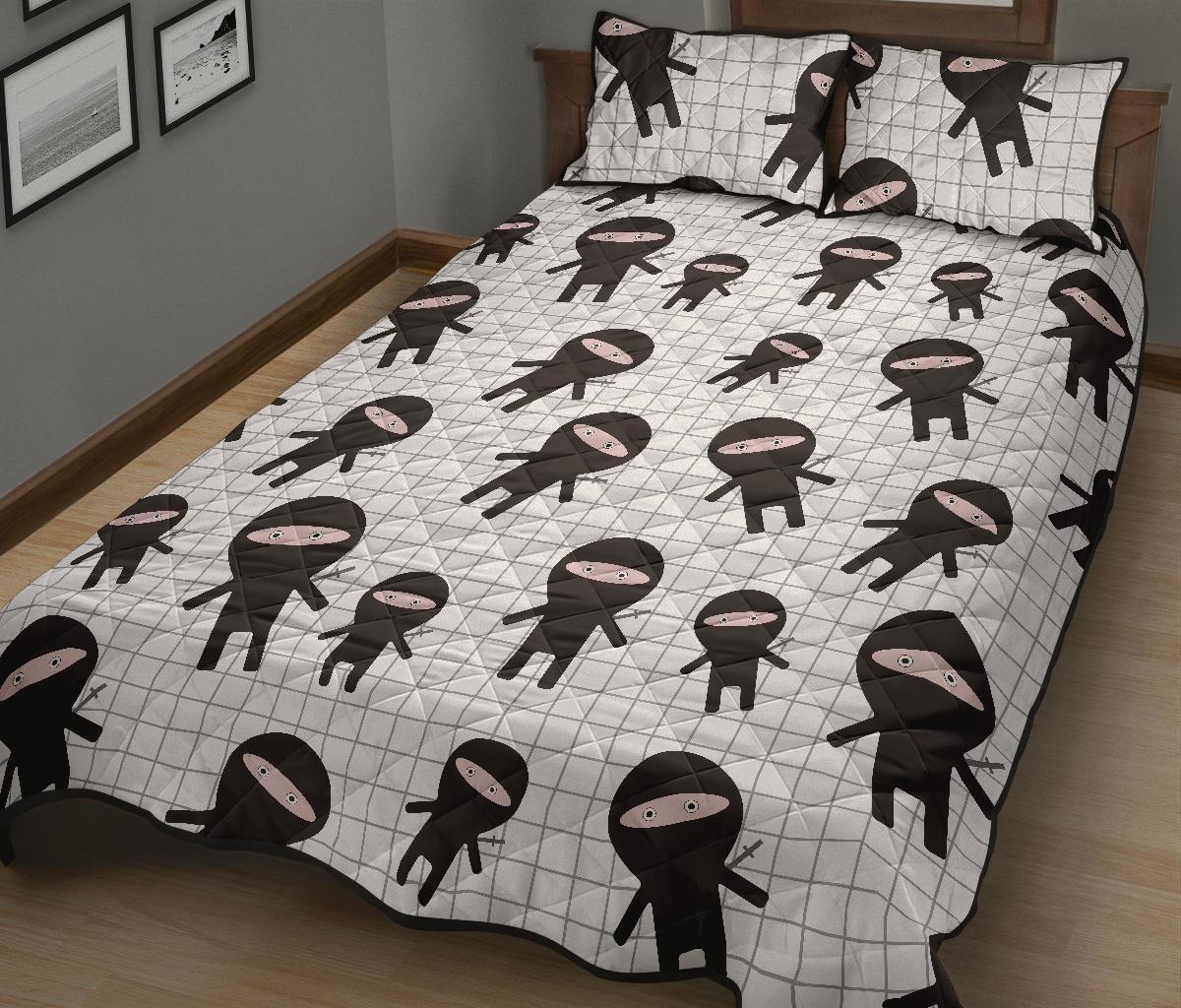 Ninja Pattern Print Bed Set Quilt-grizzshop