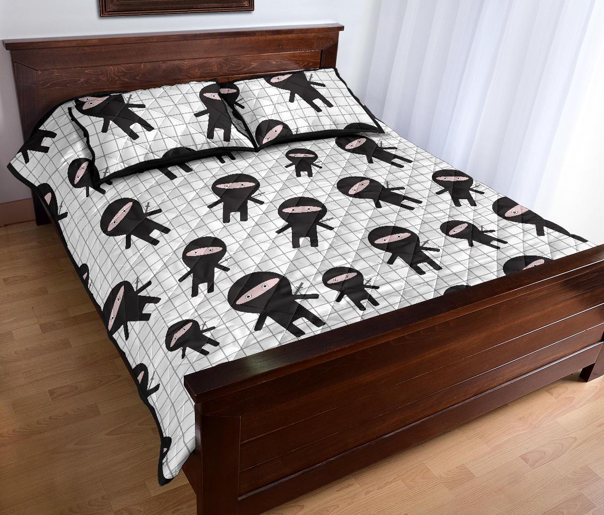 Ninja Pattern Print Bed Set Quilt-grizzshop