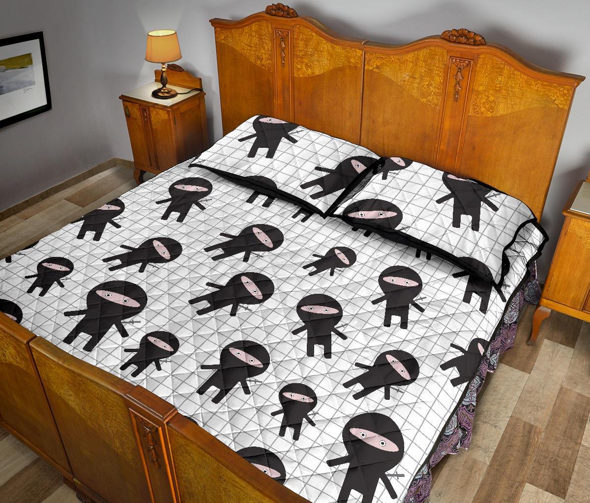 Ninja Pattern Print Bed Set Quilt-grizzshop