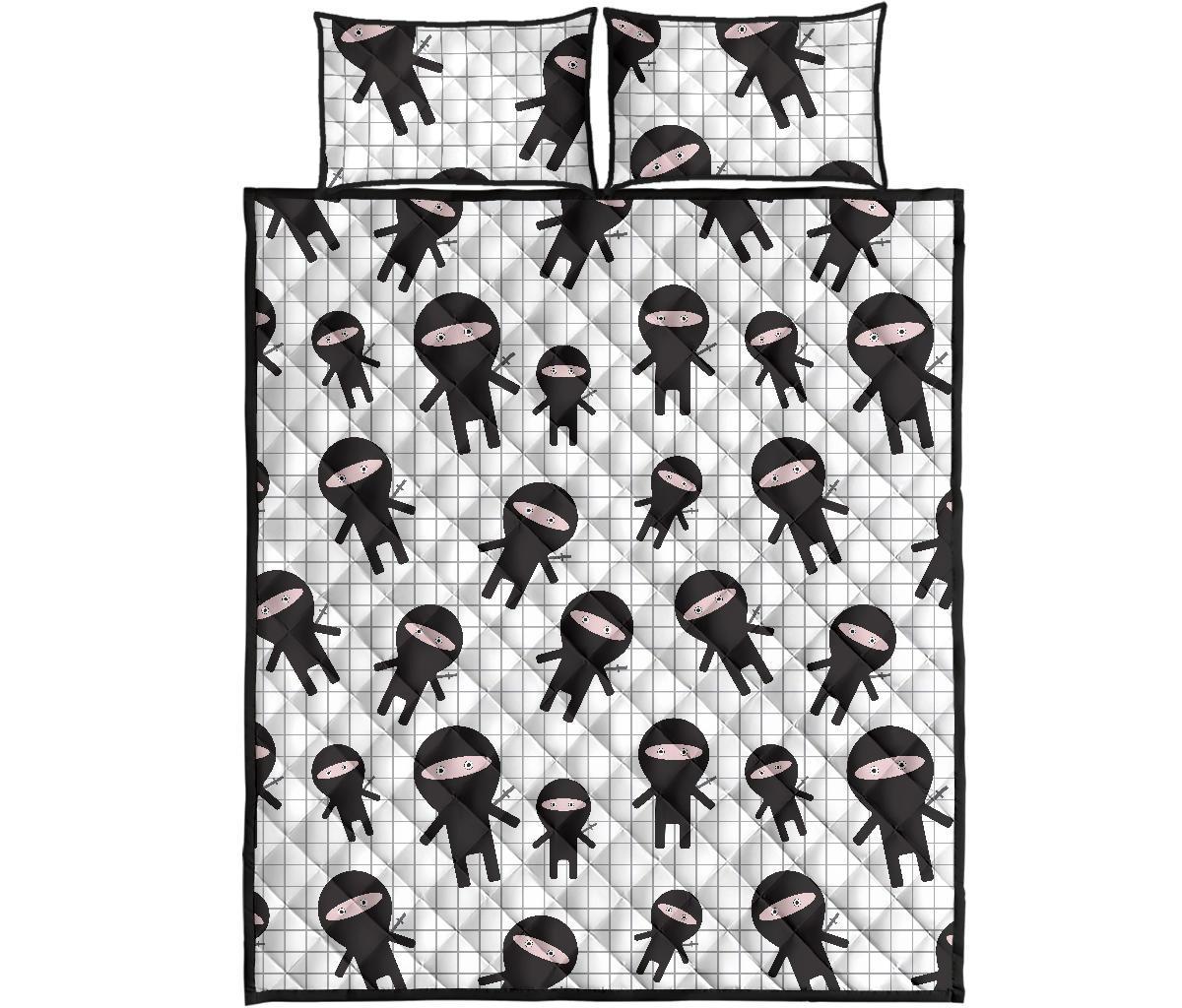 Ninja Pattern Print Bed Set Quilt-grizzshop