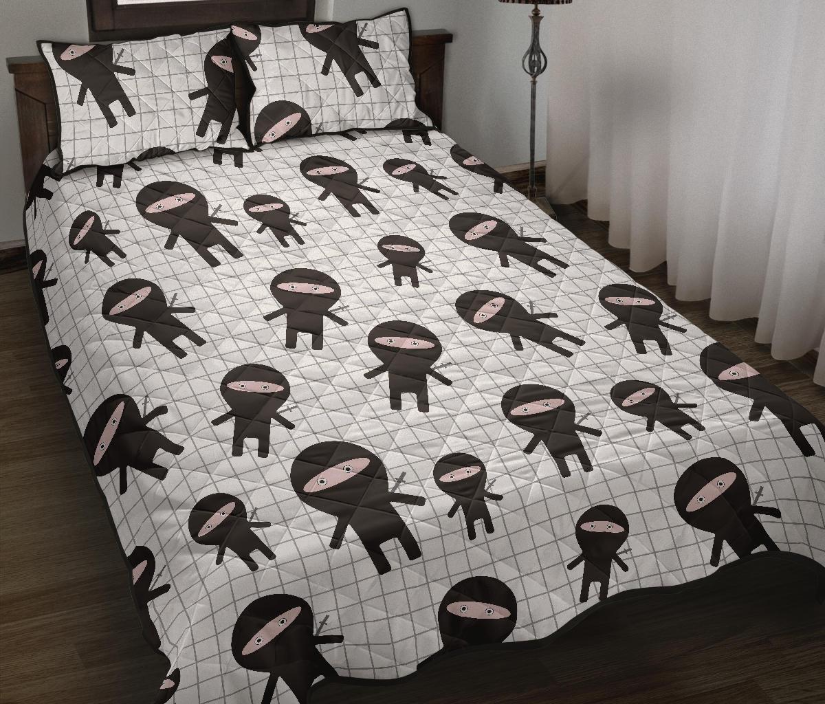 Ninja Pattern Print Bed Set Quilt-grizzshop