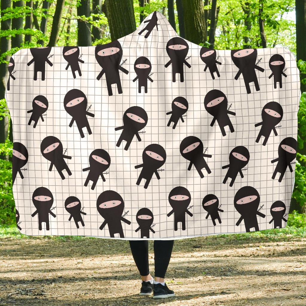 Ninja Pattern Print Hooded Blanket-grizzshop