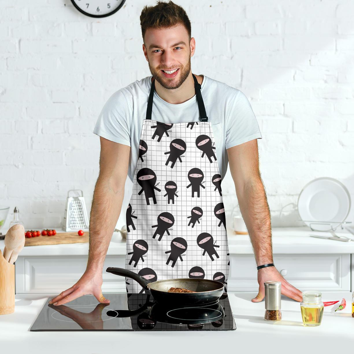 Ninja Pattern Print Men's Apron-grizzshop