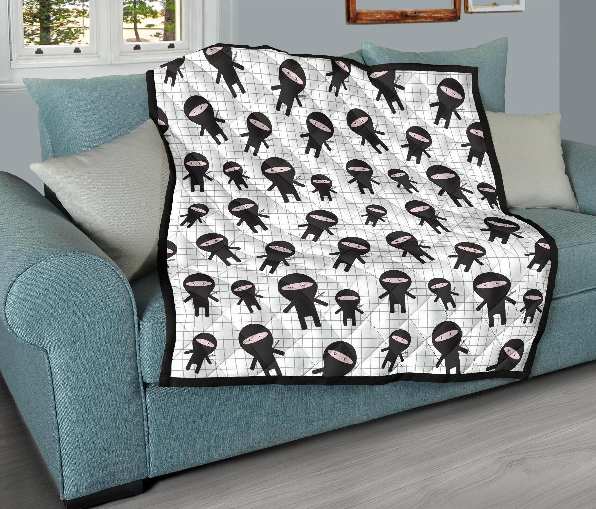 Ninja Pattern Print Quilt-grizzshop