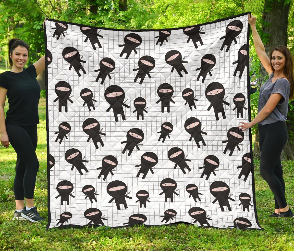 Ninja Pattern Print Quilt-grizzshop