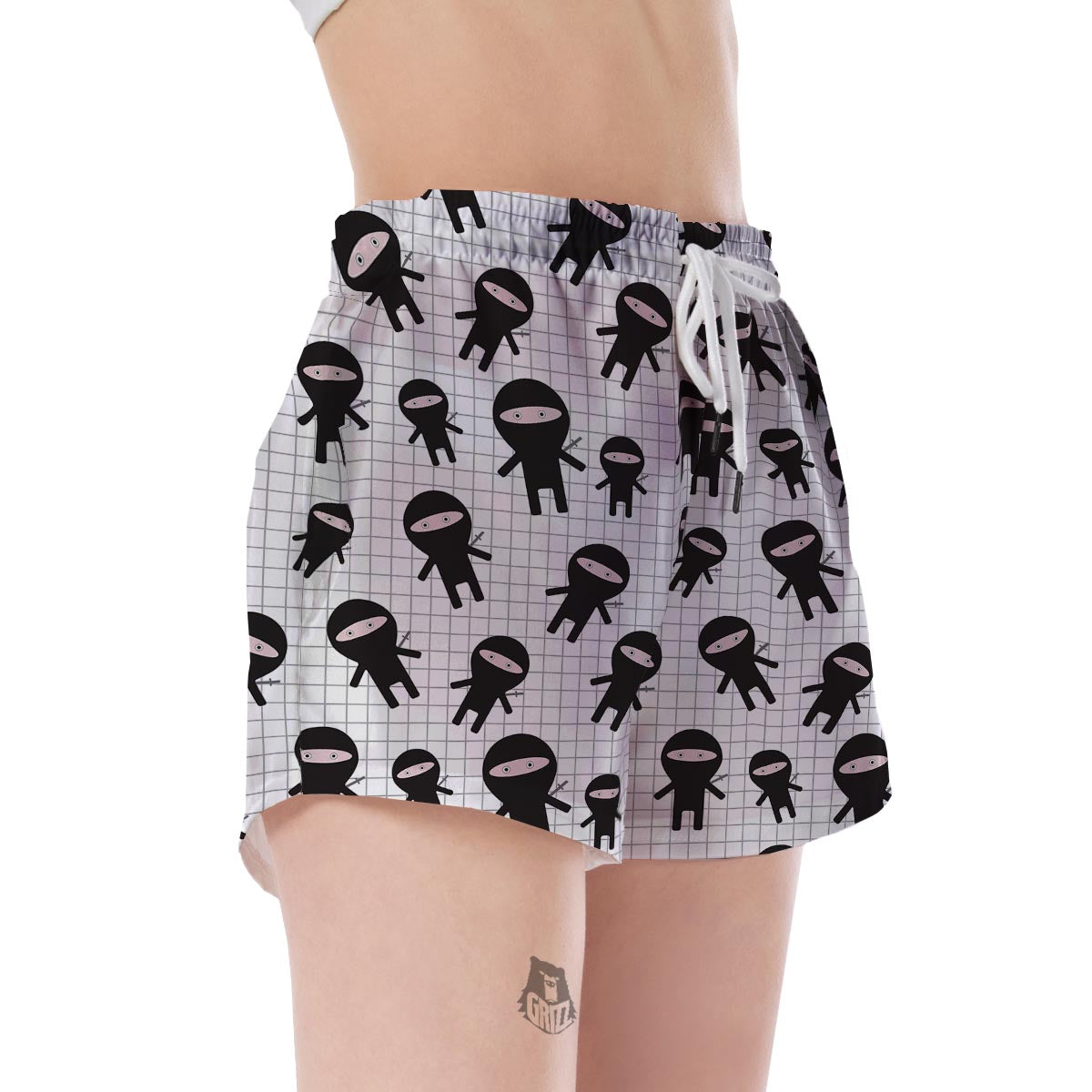 Ninja Pattern Print Women's Shorts-grizzshop
