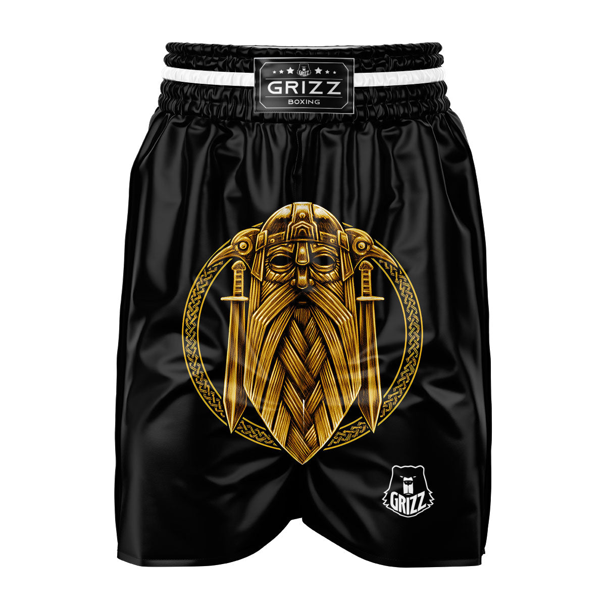 Norse God Odin Gold Viking Print Boxing Shorts-grizzshop