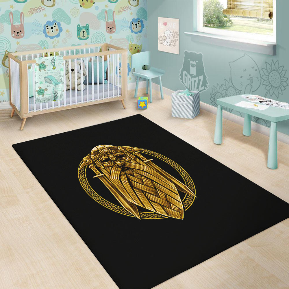 Norse God Odin Gold Viking Print Floor Mat-grizzshop