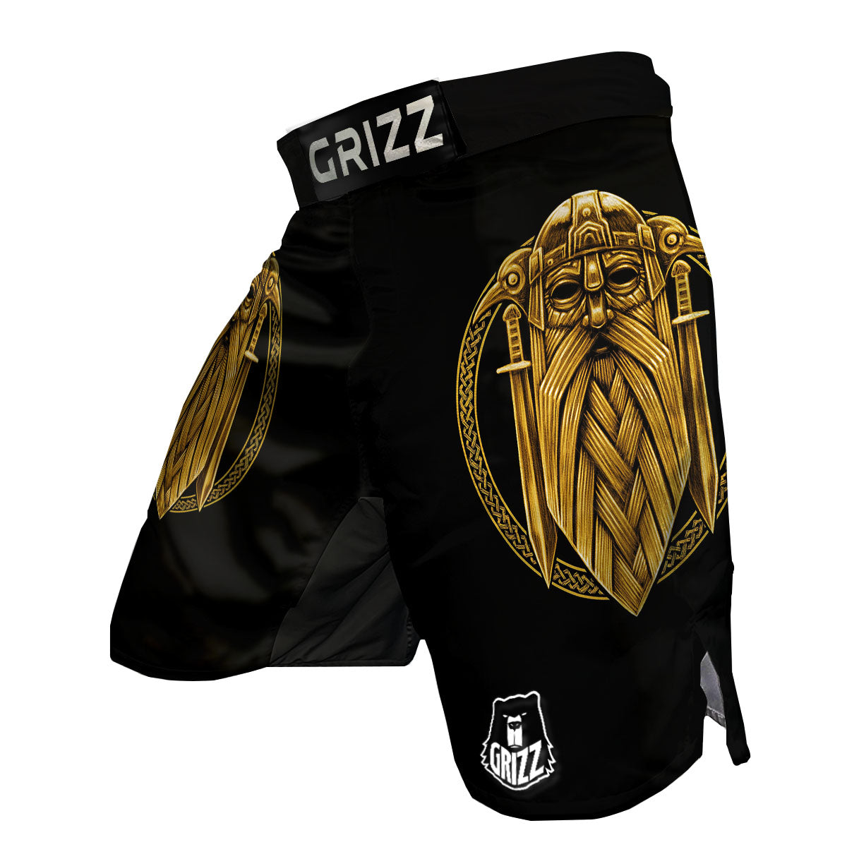 Norse God Odin Gold Viking Print MMA Shorts-grizzshop