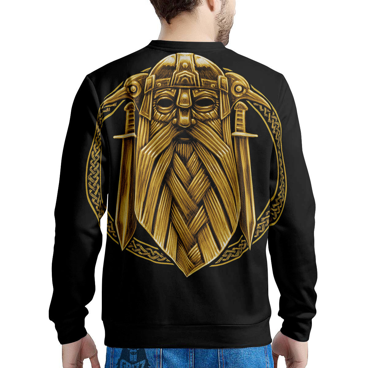 Norse God Odin Gold Viking Print Men's Sweatshirt-grizzshop