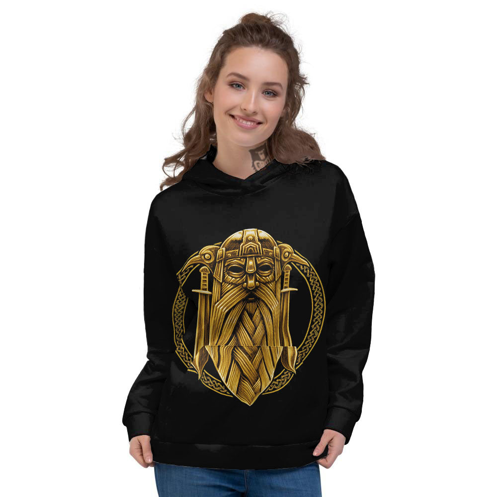 Norse God Odin Gold Viking Print Women's Hoodie-grizzshop