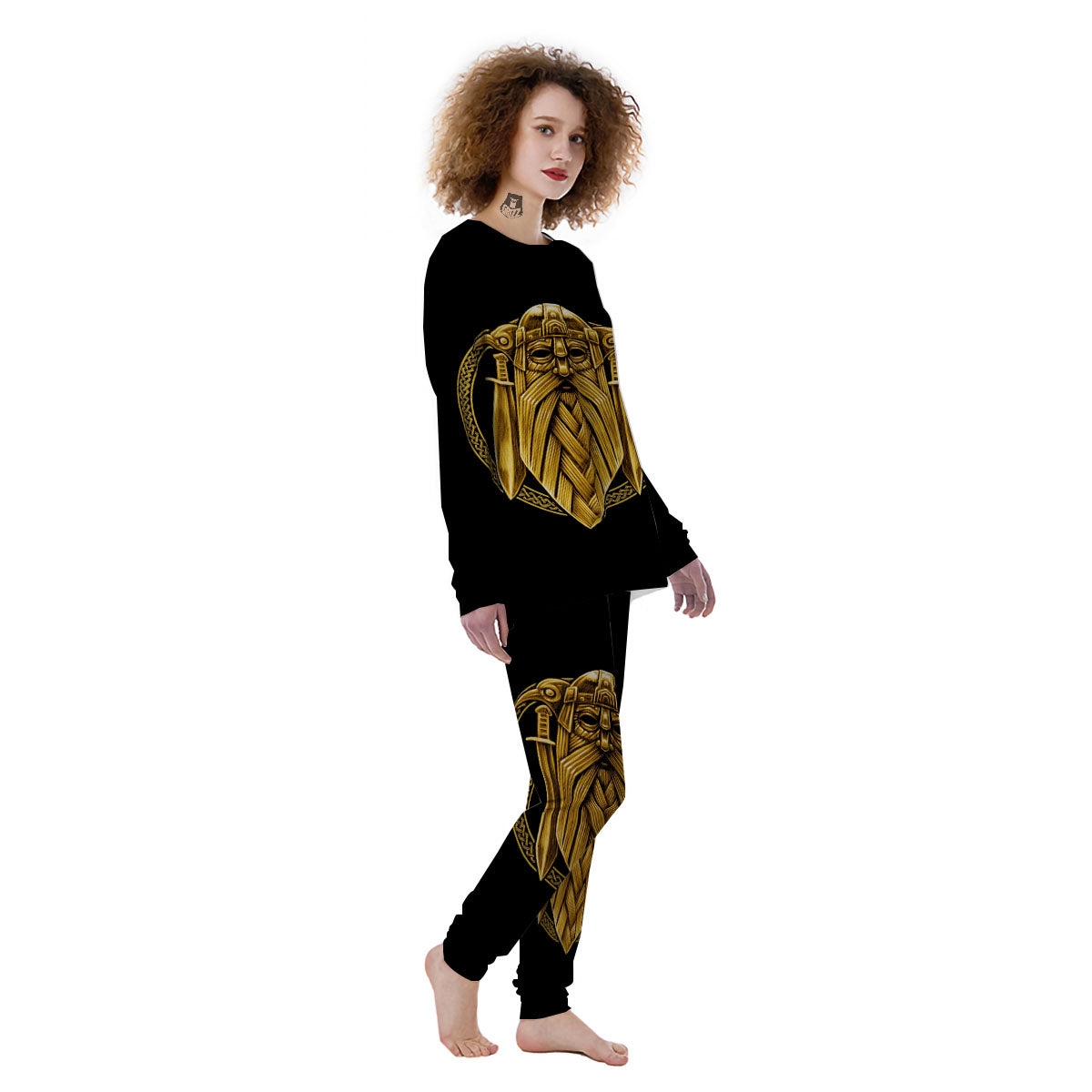 Norse God Odin Gold Viking Print Women's Pajamas-grizzshop