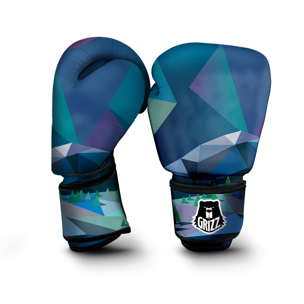 Northern Lights Geometric Polygonal Print Boxing Gloves-grizzshop