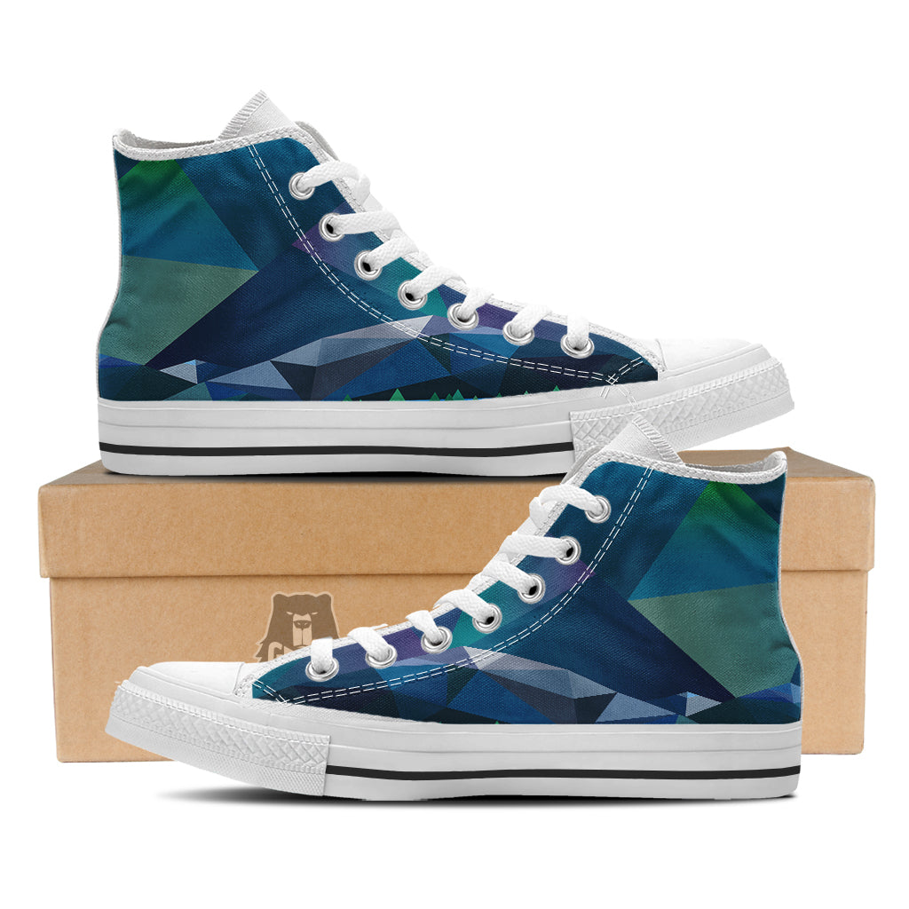 Northern Lights Geometric Polygonal Print White High Top Shoes-grizzshop