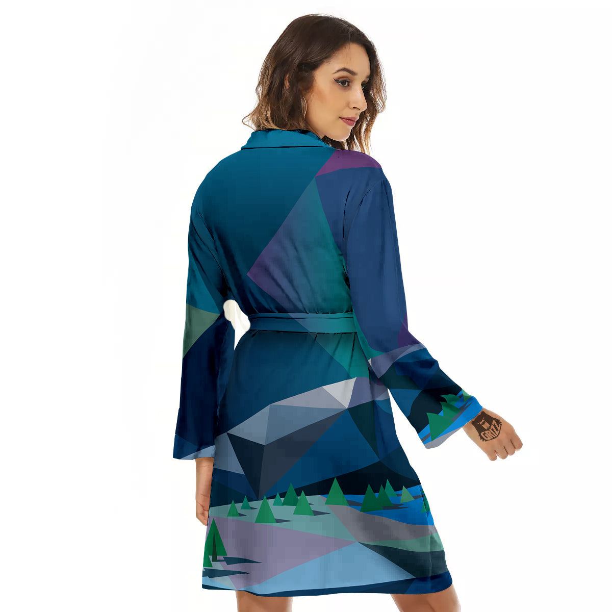 Northern Lights Geometric Polygonal Print Women's Robe-grizzshop