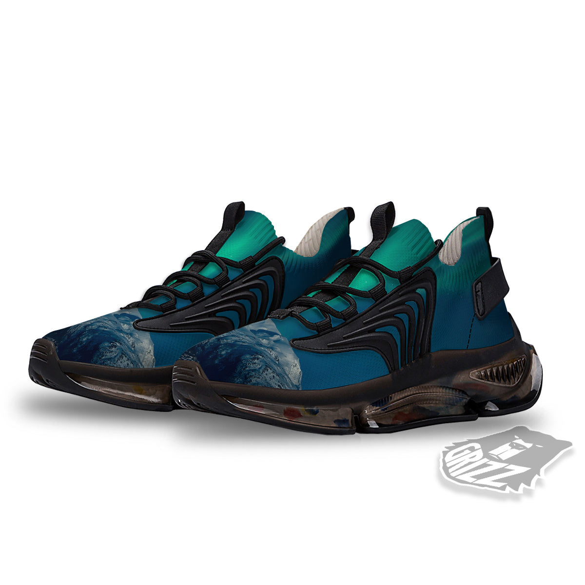 Northern Lights Print Black Gym Shoes-grizzshop