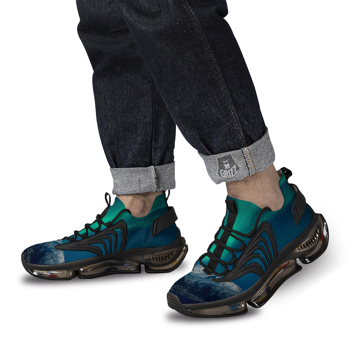 Northern Lights Print Black Gym Shoes-grizzshop