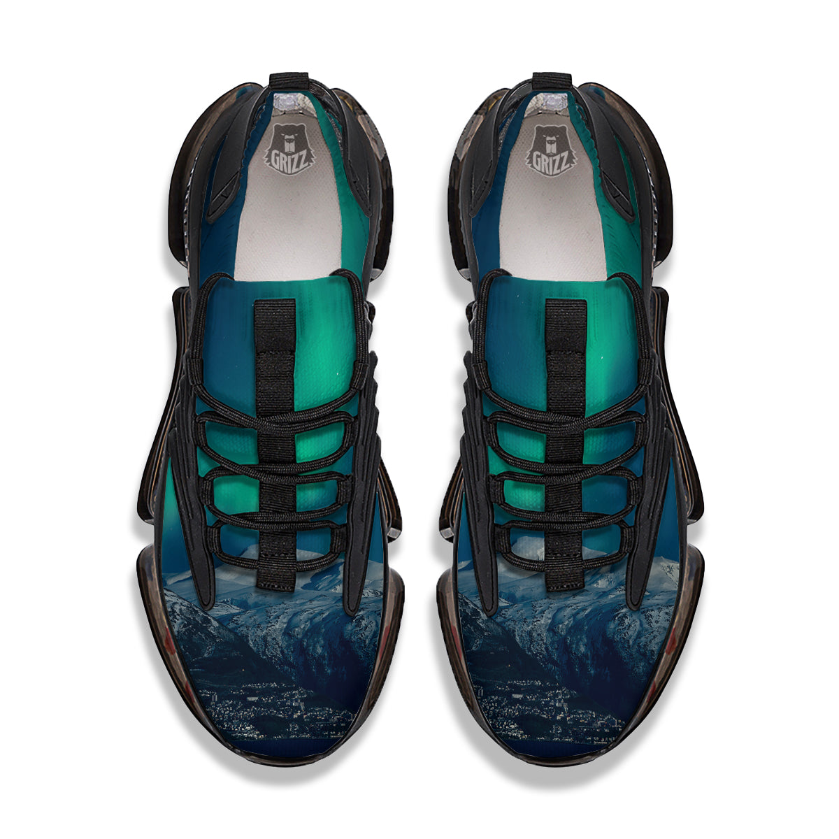 Northern Lights Print Black Gym Shoes-grizzshop