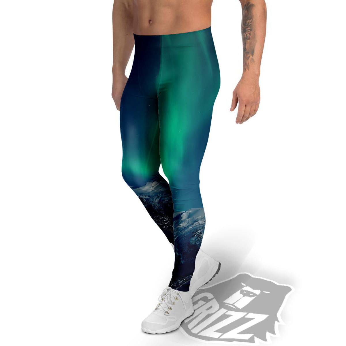 Northern Lights Print Men's Leggings-grizzshop