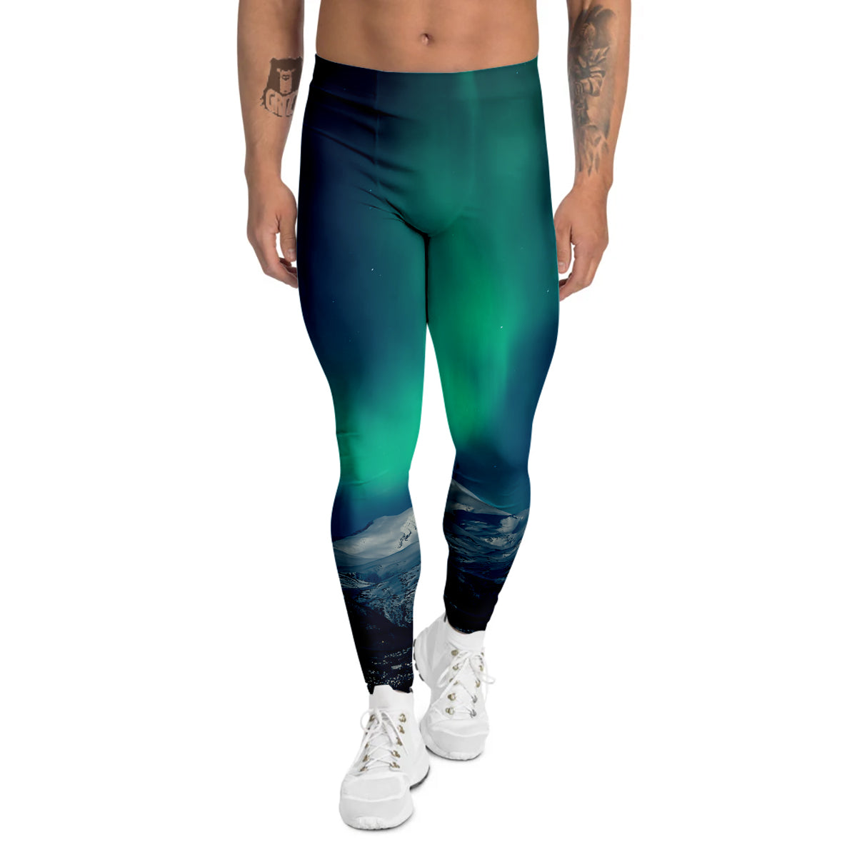 Northern Lights Print Men's Leggings-grizzshop