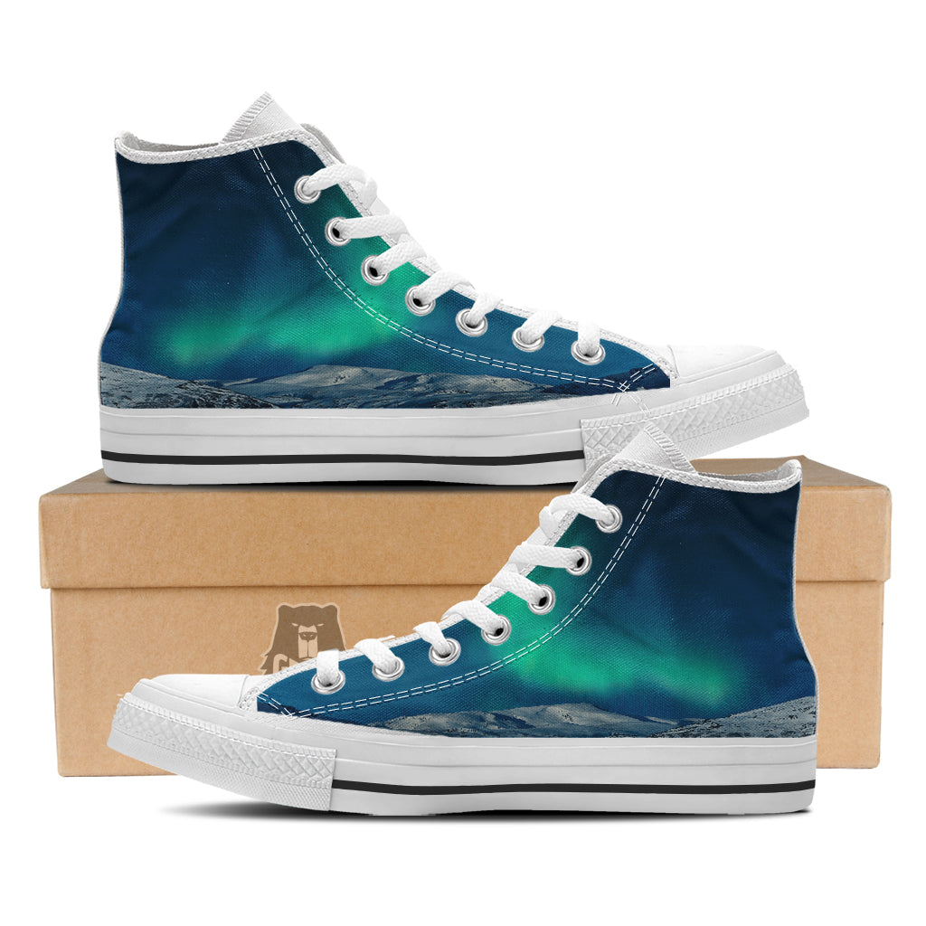 Northern Lights Print White High Top Shoes-grizzshop