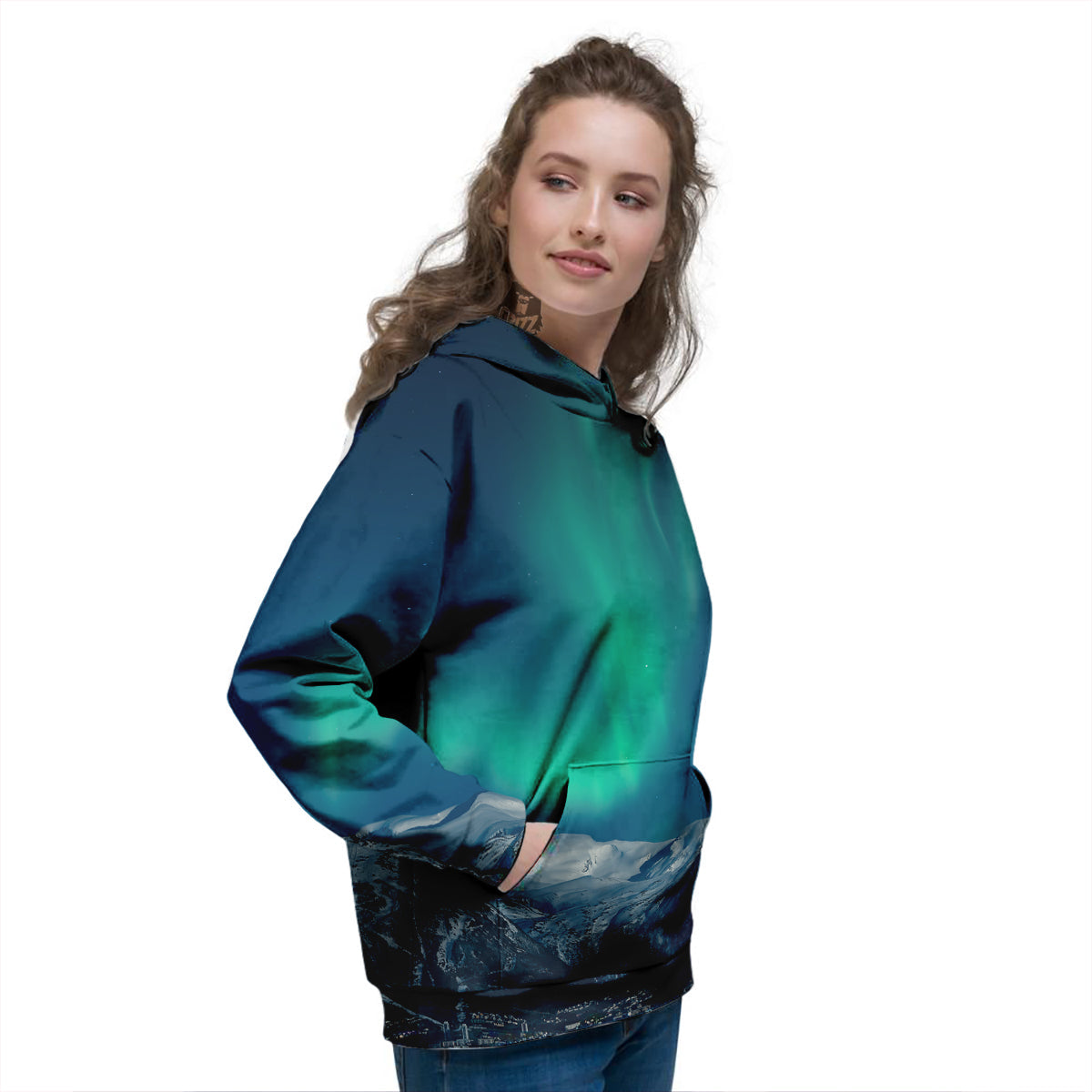 Northern Lights Print Women's Hoodie-grizzshop